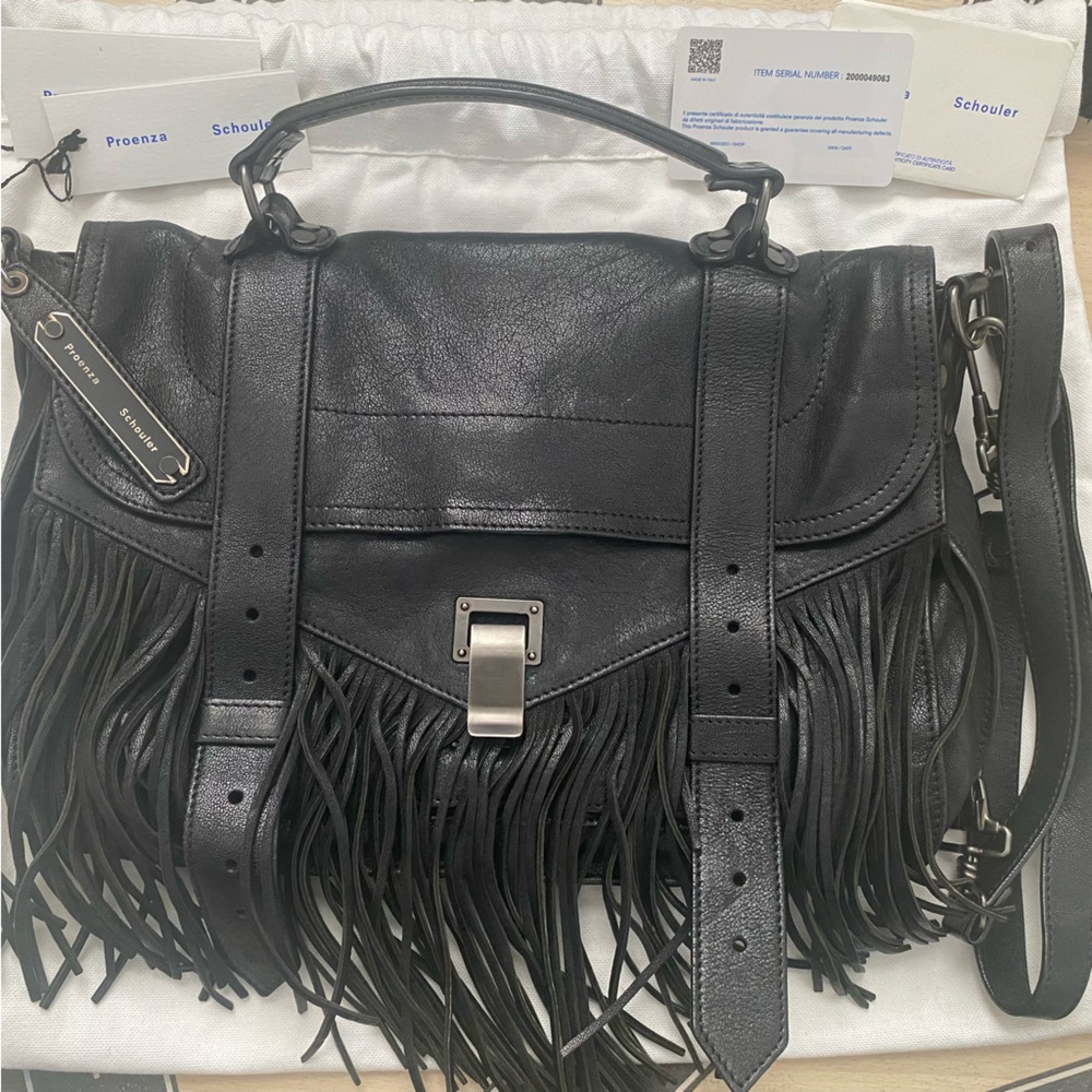 Authentic Proenza Schouler PS1 Fringe Medium Black - Picture 5 of 16